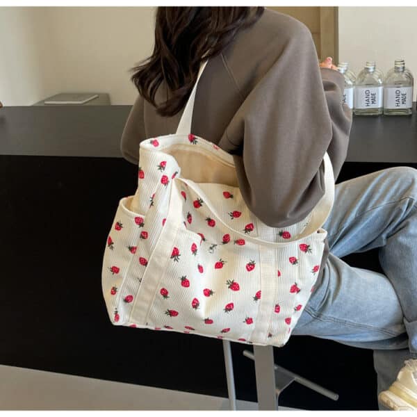 Strawberry Tote Bag | Large with Pattern