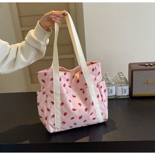 Pink Strawberry Tote | Large Capacity