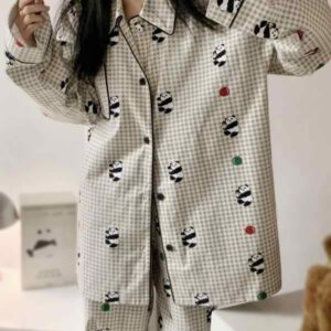 Panda Bear Pajama Set Long Women's