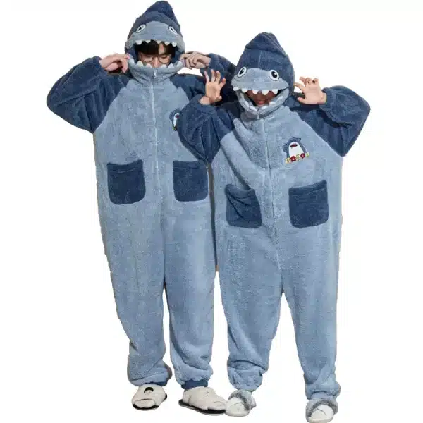 Blue Shark Pajama Onesie with Shark Hood