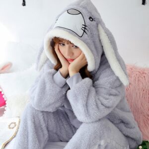 Bunny Ear Pajama Onesie | Gray M-2XL