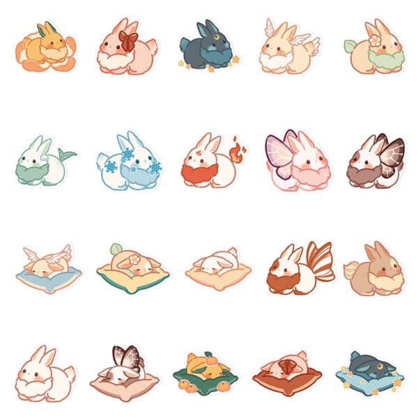 Unique Bunny Stickers: Mermaids, Fairies 40Pcs Set