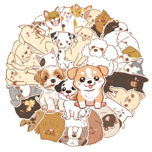 Cute Dog Stickers | 50Pcs Cartoon Various Breeds Pack