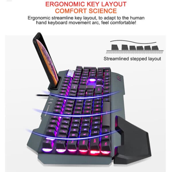 Kawaii Keyboard with Holder and LED Lighting