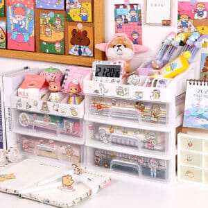 Desk Organizer with Drawers | Cute & White