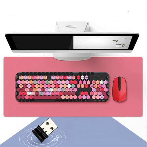 Girly Keyboard And Mouse Set | Wireless Honeycomb Design