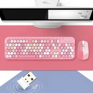 Girly Keyboard And Mouse Set | Wireless Honeycomb Design