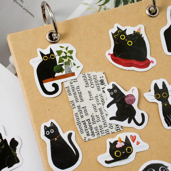 Black Cat Stickers Pack Cute Cartoon 45Pcs