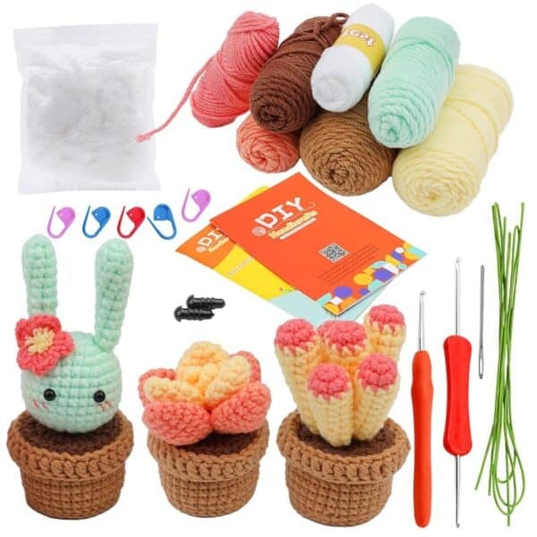 Cactus Crochet Kit (For 3 Stuffed Items!) | Beginners 3PCS