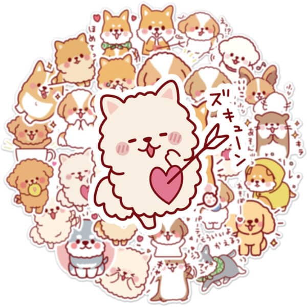 Kawaii Dog Stickers Japanese 50Pcs Set