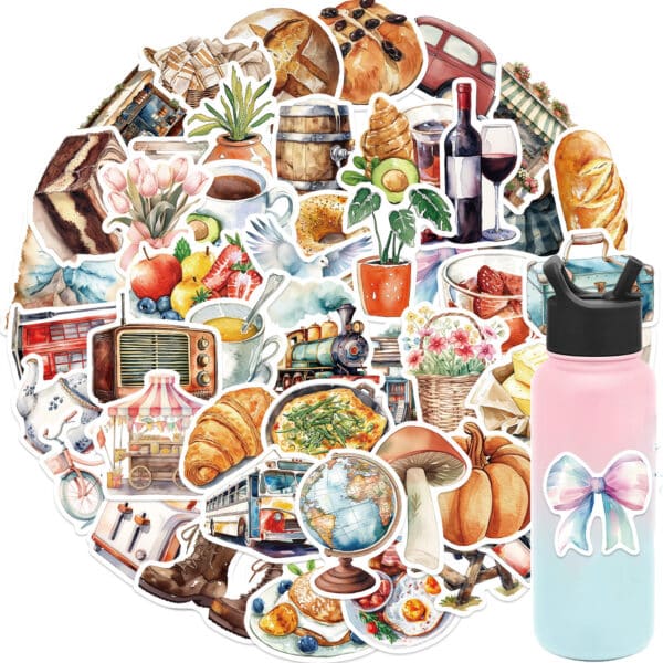 Food & Paris Stickers Pack 50Pcs