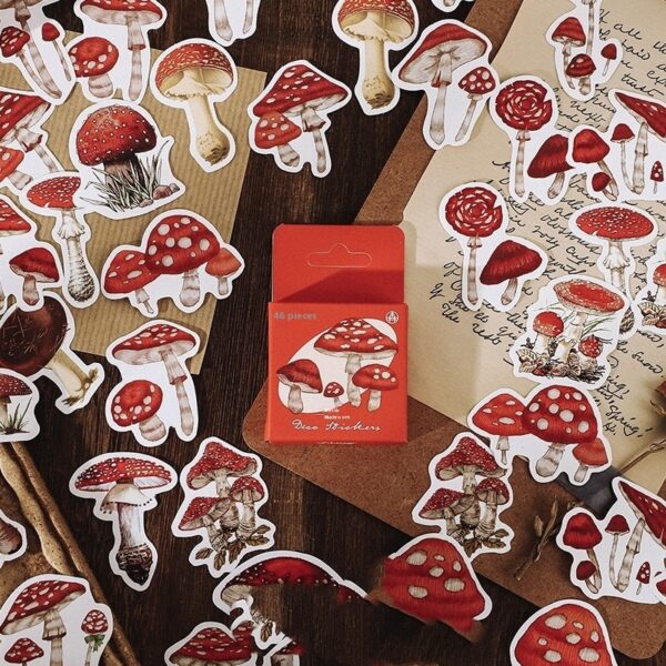 Retro Mushroom Stickers Set 46Pcs