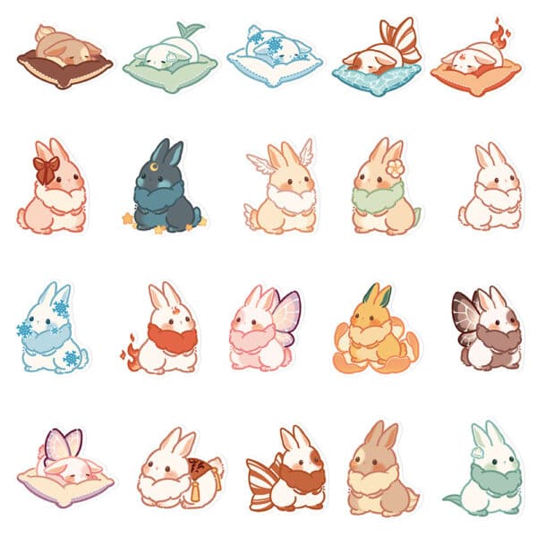 Unique Bunny Stickers: Mermaids, Fairies 40Pcs Set