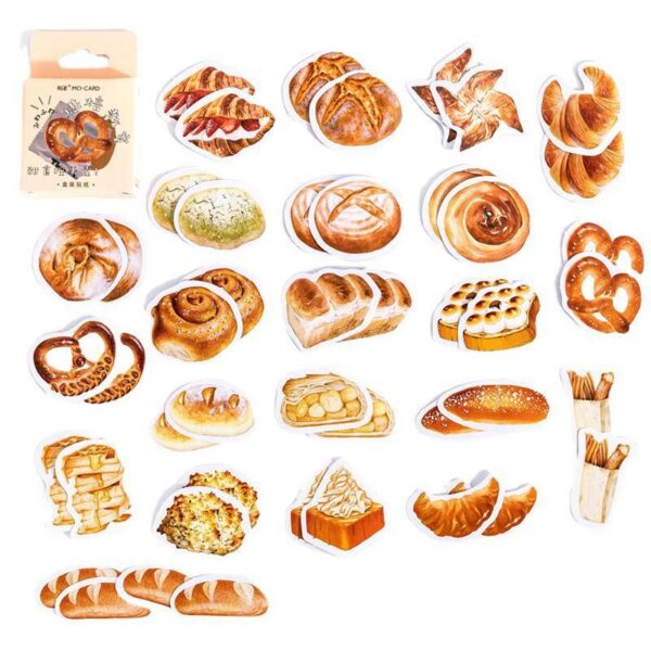 Bakery - Baked Goods Stickers 46Pcs | Pretzel, Brioche, Croissant...