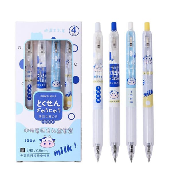 Cute Cow Milk Pen 4Pcs Set