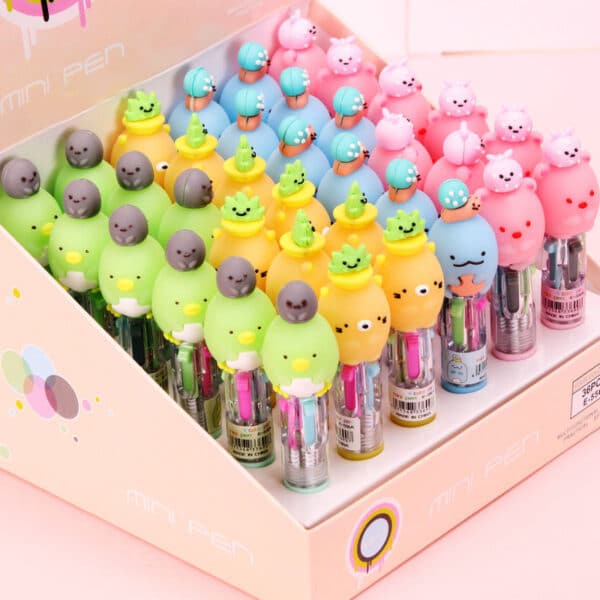 Kawaii Multi Color Ballpoint Pen Retractable | Cute Animals