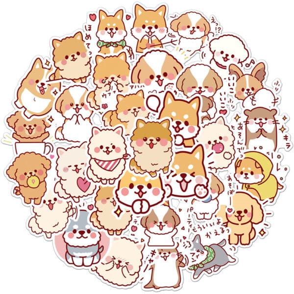 Kawaii Dog Stickers Japanese 50Pcs Set