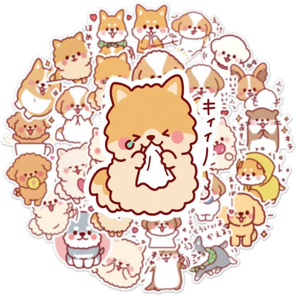 Kawaii Dog Stickers Japanese 50Pcs Set