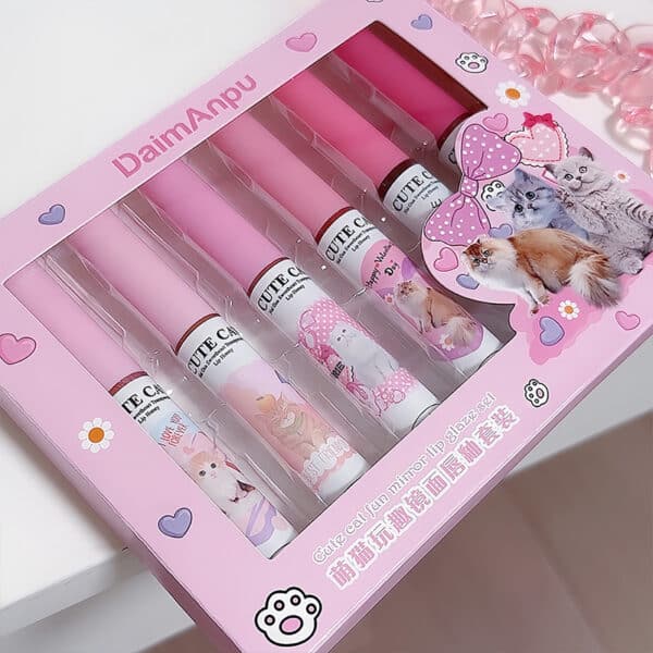 6Pcs Korean Lip Glaze Set | Cute Cat DaimAnpu™