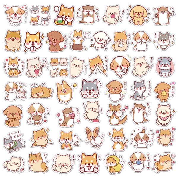 Kawaii Dog Stickers Japanese 50Pcs Set