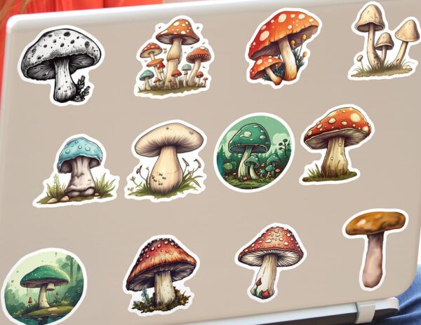 Colorful Mushrooms Stickers HUGE Pack 50Pcs