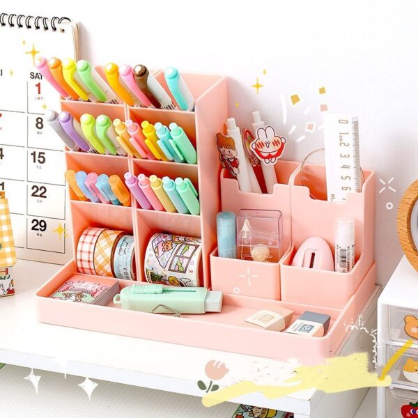 Cute Pink Desk Organizer BIG and Spacious