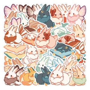 Unique Bunny Stickers: Mermaids, Fairies 40Pcs Set