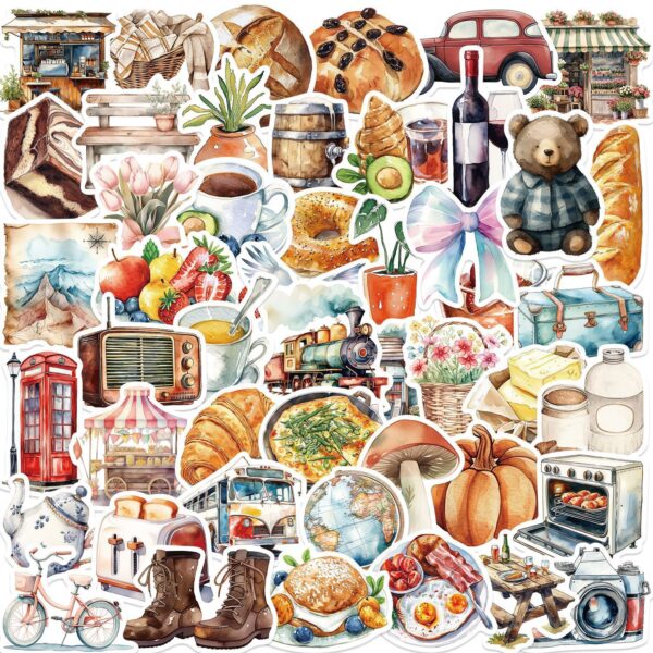 Food & Paris Stickers Pack 50Pcs