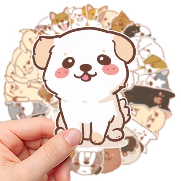 Cute Dog Stickers | 50Pcs Cartoon Various Breeds Pack