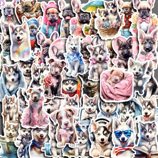 Fun Unique Puppy Stickers Cute 50Pcs Pack