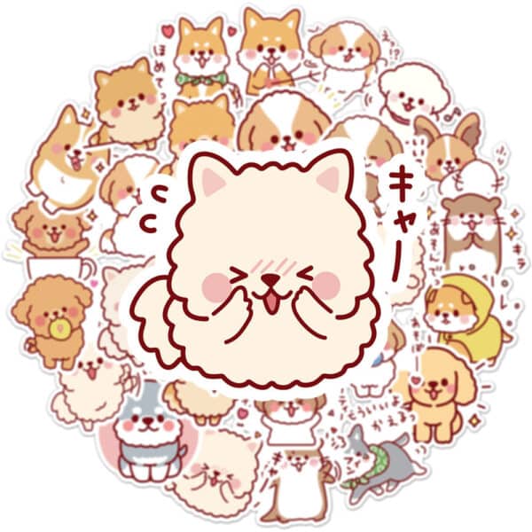 Kawaii Dog Stickers Japanese 50Pcs Set