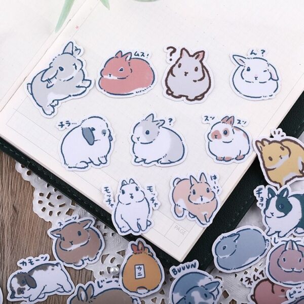 Realistic Rabbit Stickers | 39Pcs Cute Set