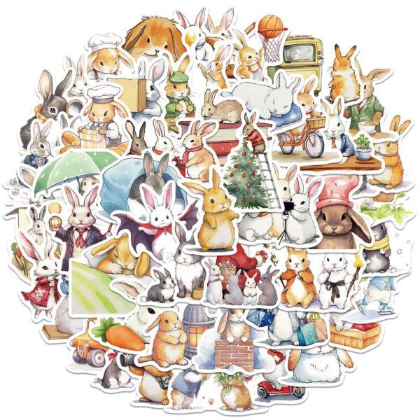 Large Bunnies Stickers 2-3" | Various Themes 50Pcs