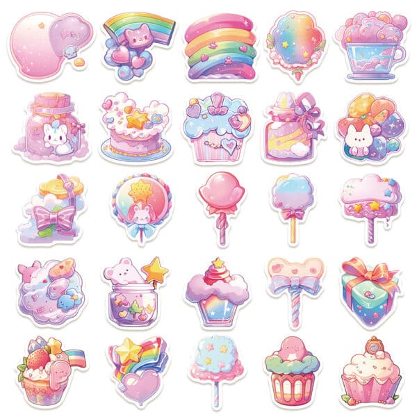 Cute Candy Stickers | Kawaii Sweets 50Pcs Set