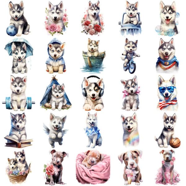 Fun Unique Puppy Stickers Cute 50Pcs Pack