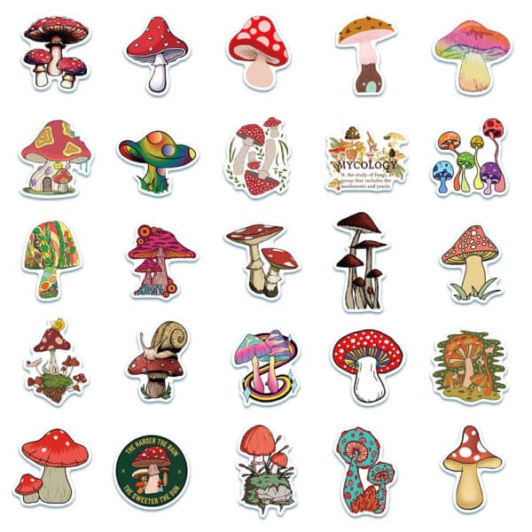 Plant & Mushroom Stickers Set 50Pcs