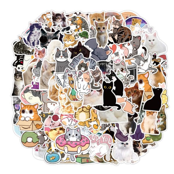 100 Cute Cat Cartoon Doodle Stickers HUGE PACK